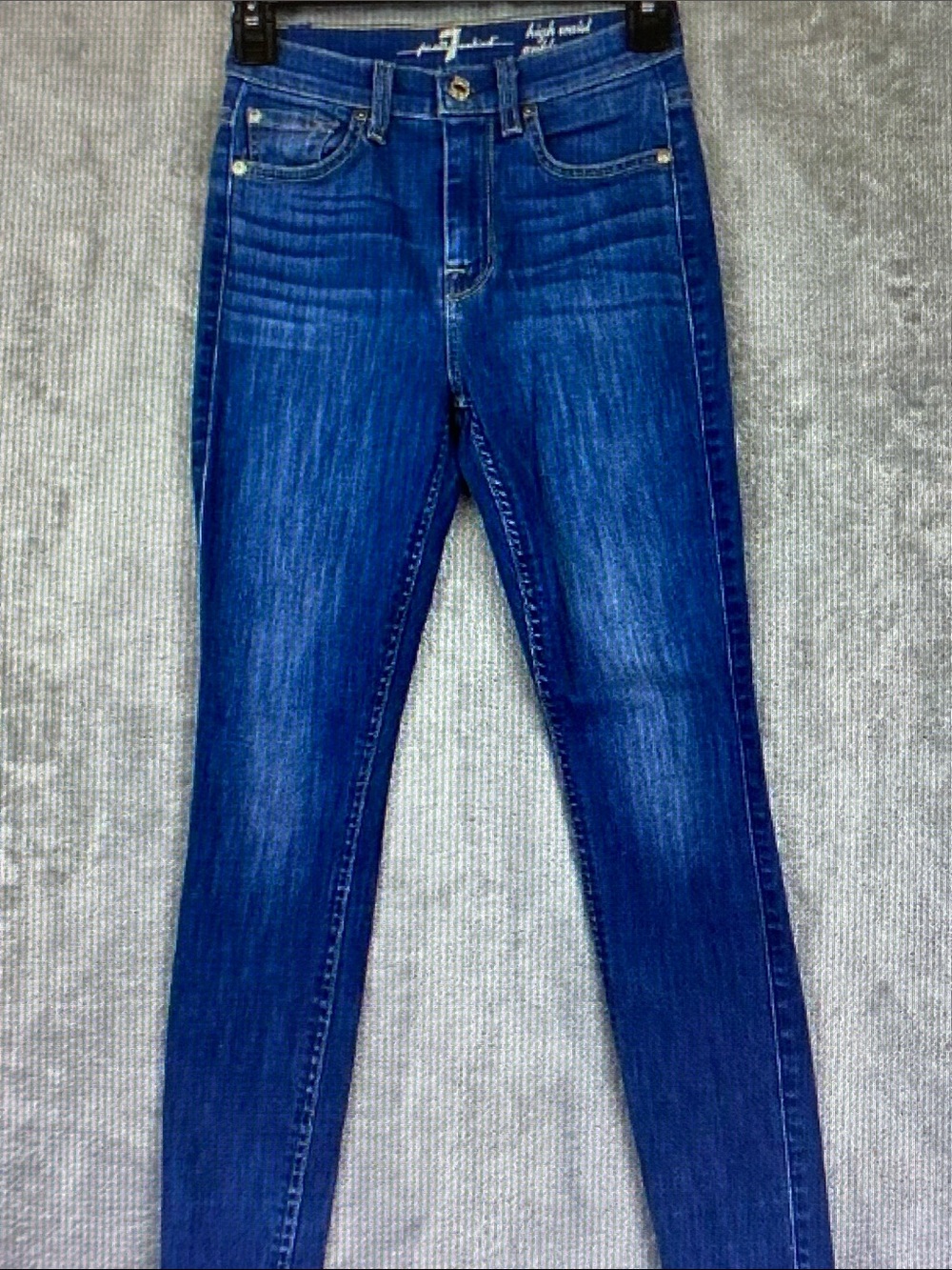 7 For All Mankind Dark Blue High-Rise Skinny Jeans
